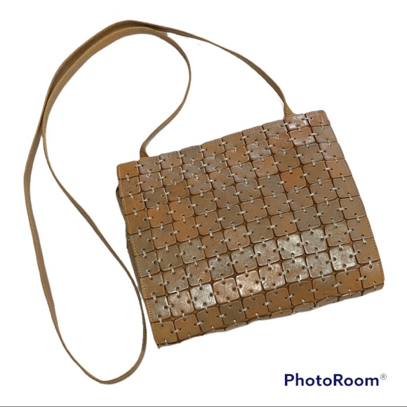 CEM Brazil Leather Crossbody Bag Metallic Tan - Picture 3 of 13
